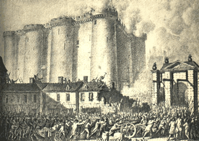 Prise de la Bastille. Dessin de Prieur